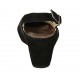 Woman's sandal with elastic bands and removable insole in black suede wedge heel 4 - Available sizes:  33