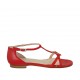 Zapato abierto para mujer con hebillas ajustables en piel roja tacon 1 - Tallas disponibles:  33, 43, 44