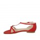 Zapato abierto para mujer con hebillas ajustables en piel roja tacon 1 - Tallas disponibles:  33, 43, 44