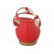 Zapato abierto para mujer con hebillas ajustables en piel roja tacon 1 - Tallas disponibles:  33, 43, 44