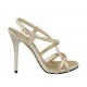 Sandalo da donna con plateau in pelle platino tacco 11 - Misure disponibili: 43