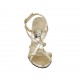 Sandalo da donna con plateau in pelle platino tacco 11 - Misure disponibili: 43