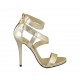 Zapato abierto con plataforma y cremallera en piel laminada platino tacon 11 - Tallas disponibles:  43, 45, 46