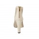 Scarpa accollata aperta in punta da donna con plateau e cerniera posteriore in pelle e pelle forata color panna tacco 11 - Misure disponibili: 33, 34