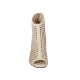 Escarpin à bout ouvert pour femmes avec plateforme et fermeture eclair posterieur en cuir et cuir perforé crème talon 11 - Pointures disponibles:  33