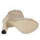 Scarpa accollata aperta in punta da donna con plateau e cerniera posteriore in pelle e pelle forata color panna tacco 11 - Misure disponibili: 33, 34
