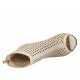 Scarpa accollata aperta in punta da donna con plateau e cerniera posteriore in pelle e pelle forata color panna tacco 11 - Misure disponibili: 33, 34