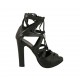 Zapato abierto para mujer con plataforma y cordones en piel negra tacon 11 - Tallas disponibles:  34, 42, 43