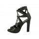 Scarpa aperta da donna con plateau e lacci in pelle nera tacco 11 - Misure disponibili: 34, 42, 43