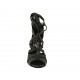 Scarpa aperta da donna con plateau e lacci in pelle nera tacco 11 - Misure disponibili: 34, 42, 43