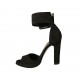 Zapato abierto para mujer con hebilla al tobillo y plataforma en gamuza negra tacon 11 - Tallas disponibles:  43