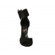 Chaussure ouverte pour femmes avec boucle à la cheville et plateforme en daim noir talon 11 - Pointures disponibles:  43
