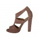Chaussure ouverte pour femmes avec fermeture eclair et plateau en daim gris glycine talon 11 - Pointures disponibles:  31