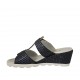 Sabot aperto da donna con velcro e accessorio in camoscio stampato blu zeppa 5 - Misure disponibili: 42, 43