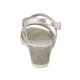 Sandalo da donna con cinturino incrociato in camoscio stampato e pelle laminata argento zeppa 5 - Misure disponibili: 42