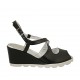 Sandalo da donna con cinturino incrociato in pelle nera zeppa 6 - Misure disponibili: 31, 43, 44