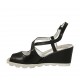 Sandalo da donna con cinturino incrociato in pelle nera zeppa 6 - Misure disponibili: 31, 43, 44