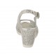 Sandalo da donna in camoscio stampato laminato argento zeppa 6 - Misure disponibili: 42