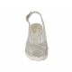 Sandalo da donna in camoscio stampato laminato argento zeppa 6 - Misure disponibili: 42