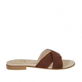Sabot da donna in nabuk marrone tacco 1 - Misure disponibili: 42, 43, 46