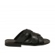 Men's slipper in black leather and printed leather - Available sizes:  36, 37, 38, 46, 47, 49
