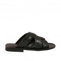 Chanclas para hombres en piel y piel estampada negra