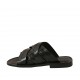 Chanclas para hombres en piel y piel estampada negra - Tallas disponibles:  36, 37, 38, 46, 47, 49
