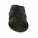 Chanclas para hombres en piel y piel estampada negra - Tallas disponibles:  36, 37, 38, 46, 47, 49
