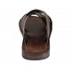 Men's slipper in dark brown leather and printed leather - Available sizes:  37, 38, 46, 47, 48, 49, 50