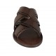 Men's slipper in dark brown leather and printed leather - Available sizes:  37, 38, 46, 47, 48, 49, 50