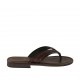 Men's flip-flop slipper in dark brown leather and printed leather - Available sizes:  37, 38, 46, 47, 48, 49, 50