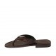 Chanclas de dedo para hombres en piel y piel estampada marron oscuro - Tallas disponibles:  37, 38, 46, 47, 48, 49, 50
