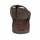 Men's flip-flop slipper in dark brown leather and printed leather - Available sizes:  37, 38, 46, 47, 48, 49, 50
