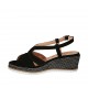 Sandalo da donna in camoscio nero e tessuto laminato argento con plateau e zeppa 6 - Misure disponibili: 42, 43, 45