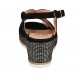 Sandalo da donna in camoscio nero e tessuto laminato argento con plateau e zeppa 6 - Misure disponibili: 42, 43, 45