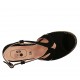 Sandalo da donna in camoscio nero e tessuto laminato argento con plateau e zeppa 6 - Misure disponibili: 42, 43, 45