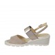 Sandalo da donna con elastici in camoscio grigio e pelle laminata argento zeppa 4 - Misure disponibili: 42, 44, 45