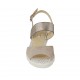 Sandalo da donna con elastici in camoscio grigio e pelle laminata argento zeppa 4 - Misure disponibili: 42, 44, 45