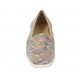 Chaussure fermeé pour femmes avec elastiques en daim perforé beige et cuir imprimé multicouleur talon compensé 3 - Pointures disponibles:  44