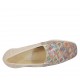Chaussure fermeé pour femmes avec elastiques en daim perforé beige et cuir imprimé multicouleur talon compensé 3 - Pointures disponibles:  44