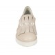 Chaussure fermée pour femmes avec franges, elastiques et perles en daim et cuir rose talon compensé 3 - Pointures disponibles:  44, 45