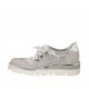 Woman's laced shoe in grey suede and printed suede, silver laminated leather and ivory satin wedge heel 3 - Available sizes:  42, 43, 44