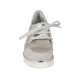 Woman's laced shoe in grey suede and printed suede, silver laminated leather and ivory satin wedge heel 3 - Available sizes:  42, 43, 44