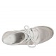Woman's laced shoe in grey suede and printed suede, silver laminated leather and ivory satin wedge heel 3 - Available sizes:  42, 43, 44