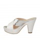 Mule ouvert pour femmes en cuir verni argent et imprimé blanc avec plateforme et talon 9 - Pointures disponibles:  43