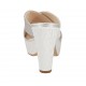 Mule ouvert pour femmes en cuir verni argent et imprimé blanc avec plateforme et talon 9 - Pointures disponibles:  43