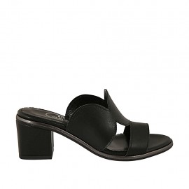 Sabot da donna in pelle nera tacco 6 - Misure disponibili: 43