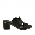 Sabot da donna in pelle nera tacco 6