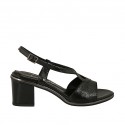 Woman's sandal in black patent leather heel 6