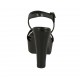 Sandalia para mujer en piel negra y imprimida gris con cinturon, plataforma y tacon 11 - Tallas disponibles:  43